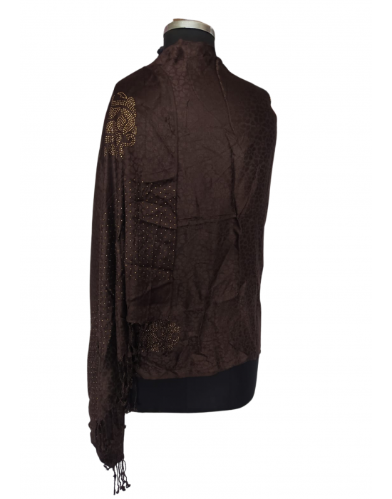 Women  Stole Self design Coffee colour